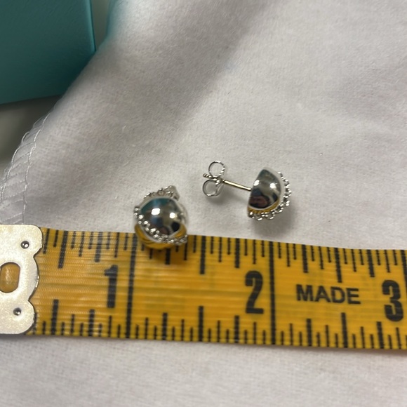 Tiffany & Co. Sterling Silver HardWear Bolt w/Chain Stud Earrings, 10mm EUC - Picture 6 of 7